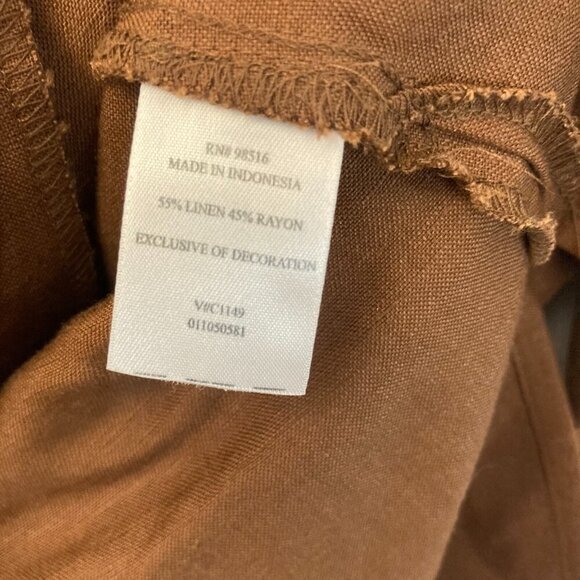Coldwater Creek Linen Blend Button Up Blouse Top Size 22 Brown Beaded Sleeveless - Picture 9 of 12